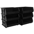Akro-Mils 30250 AkroBins Plastic Storage Bins, Space-Saving Stackable Bins for Garage, Pantry, Craft Organization, 15" x 16" x 7", Black, 6-Pack - color: Black