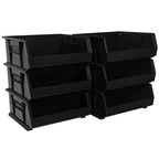 Akro-Mils 30250 AkroBins Plastic Storage Bins, Space-Saving Stackable Bins for Garage, Pantry, Craft Organization, 15" x 16" x 7", Black, 6-Pack - color: Black
