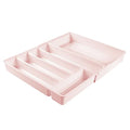 mDesign Adjustable, Expandable Plastic Kitchen Cabinet Drawer Storage Organizer Tray - for Storing Organizing Cutlery, Spoons, Cooking Utensils, Gadgets - Light Pink/Blush
