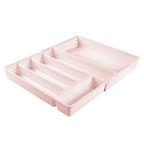 mDesign Adjustable, Expandable Plastic Kitchen Cabinet Drawer Storage Organizer Tray - for Storing Organizing Cutlery, Spoons, Cooking Utensils, Gadgets - Light Pink/Blush