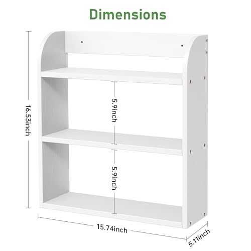 ROMGUAR CRAFT 3 Tier Bamboo Spice Rack, Countertop or Wall Mounting Wood Spice Jars Organizer Shelf for Kitche, Pantry (White) - color: White, size: 3 Tier