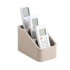 Remote Control Holder, PU Leather Nightstand Organizer Bedside Caddy with 3 Compartments, Small Desk Organizer for Remote/Pen/Glasses/Phone (Beige) - color: Beige