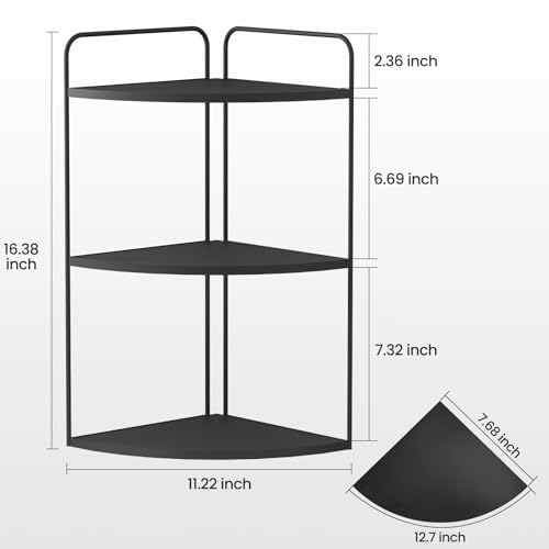 Forest Angle Bathroom Counter Organizer,Countertop Organizer,Vanity Organizers,Bathroom Storage,Bathroom Sink Caddy,Counter Shelf,Corner Counter,Corner Shelves(Black) - color: Black 3 Tier