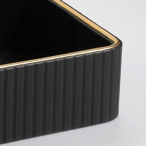 Desk Organizer Tray, PU Leather Nightstand Organizer Perfume Valet Tray for Men Women, Decorative Vanity Trays Trinket Dish Key Bowl for Entryway Table (Black, Small) - color: Black, size: 9.5" x 6" x 2.2"