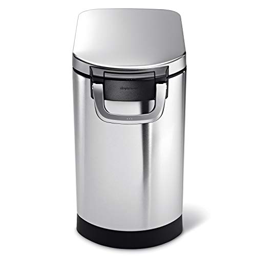 simplehuman 25 Liter, 27 lb / 12.2 kg Medium Pet Food Storage Container for Dog Food, Cat Food, and Bird Feed, Brushed Stainless Steel - color: Brushed Stainless Steel, size: Medium
