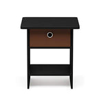 Furinno Dario End Table / Side Table / Night Stand / Bedside Table with Bin Drawer, 1-Pack, Americano/Medium Brown - color: Americano/Medium Brown, size: 1-Pack, Upper Bin