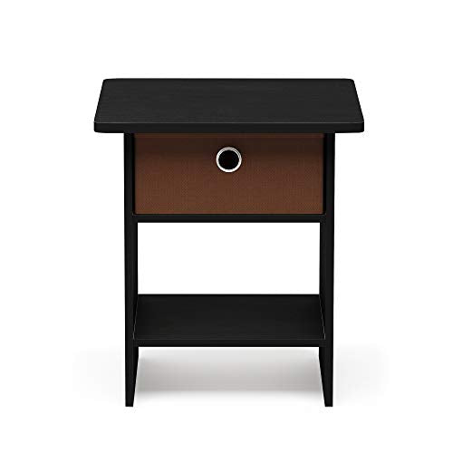 Furinno Dario End Table / Side Table / Night Stand / Bedside Table with Bin Drawer, 1-Pack, Americano/Medium Brown - color: Americano/Medium Brown, size: 1-Pack, Upper Bin