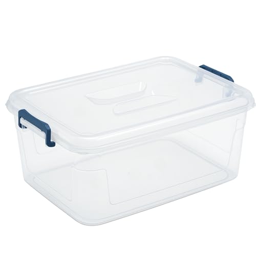 Tribello Plastic Storage Bins with Lids, Clear Stackable Storage Containers - 21 Qt