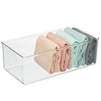 mDesign Long Plastic Drawer Organizer Box, Storage Organizer Bin Container; For Closets, Bedrooms, Use for Leggings, Socks, Ties, Jewelry, Accessories - Lumiere Collection - 6 Pack - Clear - size: 12 x 6 x 4 (Pack of 6)