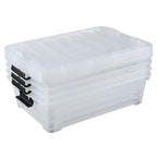 4-Pack 25 Quart Under Bed Plastic Storage Bins, Clear Under Bed Storage Box Container with Wheels - size: 25 Quart