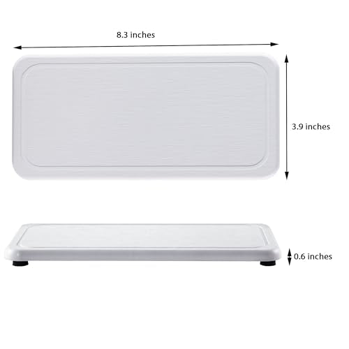 NiuYichee 2 Pcs Water Absorbing Stone Trays, Kitchen/Bathroom Sink Soap Dish, Diatomite Tray Used for Hand Soap & Cosmetic Bottles in The Modern Home, 4" W x 8.3" L, White - color: White, size: 8.3" x 4" with groove