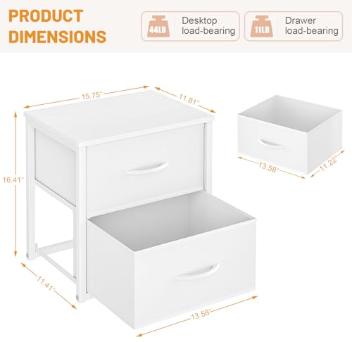 DAOUTIME Stackable Storage Drawers, White Closet Organizer with Wooden Top & Metal Frame, Closet Storage Drawers for Clothes, Freestanding or Stackable Dresser for Bedroom, Living Room, Under Bed