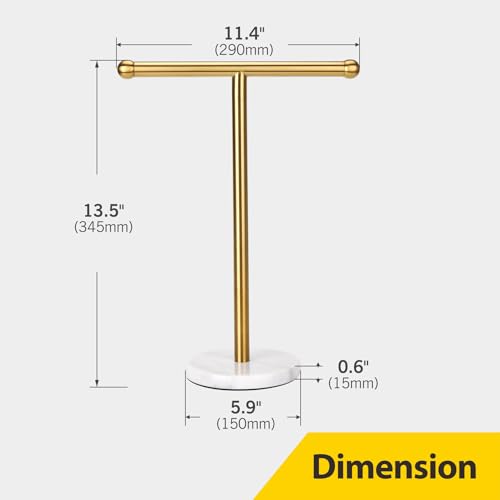 Gold Hand Towel Holder Stand with Heavy Marble Base, T-Shape Towel Rack, Free-Standing for Bathroom Vanity Countertop, 304 Stainless Steel (Gold) - color: Gold