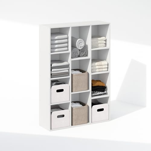 Furinno Reed Closet Organizers and Storage, 11-Cube Closet Organizer, Open Shelf Closet Storage, for Wardrobe, Bedroom, Living Room, White - color: White, size: 11-Cube