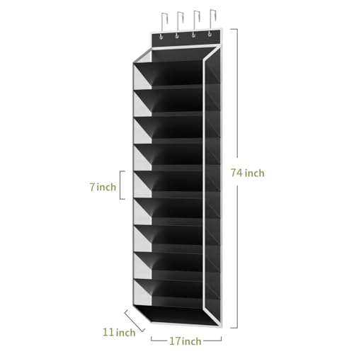 KEEPJOY 10 Tiers Mesh Over Door Shoe Organizer Storage, Hanging Shoe Holder for Door with Large Deep Pockets, Fit 20-30 Pairs Shoe Rack for Sneakers, Boots(Black) - color: Black-1 Pack of 10 Cell