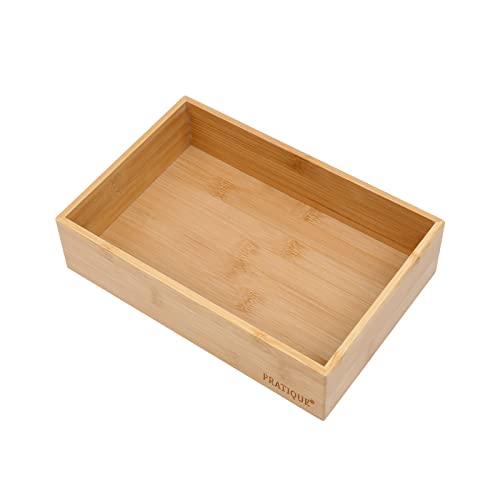 PRATIQUE Bamboo Drawer Organizer - Kitchen Utensil Organizer Silverware Tray Cutlery Holder，Office Desk Supplies and Accessories (8.9x5.9x2.6 inch) - color: Bamboo, size: 8.9*5.9*2.6 inch
