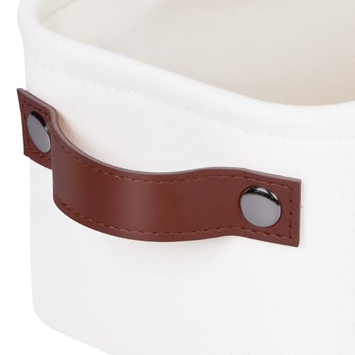 Kntiwiwo Small Fabric Storage Bins, 15x6x5 inch Narrow Storage Baskets 4-Pack Long Storage Basket for Organizing with Handles, Decorative Basket for Closets, Shelves, Toilet Paper, White - color: White, size: 15" x 6" x 5"