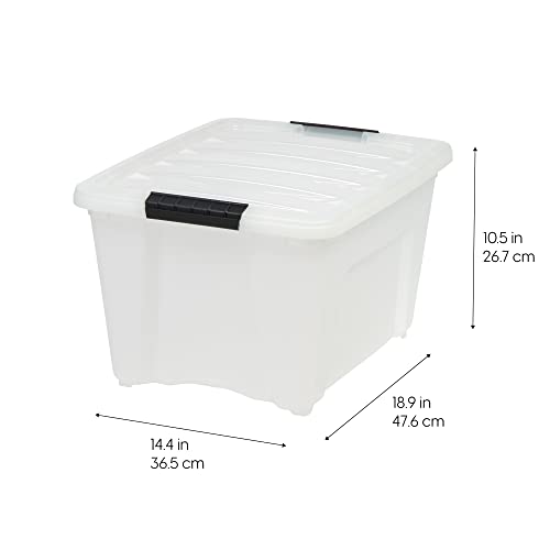 IRIS USA 32 Qt Stackable Plastic Storage Bins with Lids, 6 Pack - BPA-Free, Made in USA - Discreet Organizing Solution, Latches, Durable Nestable Containers, Secure Pull Handle - Pearl - size: 32 Qt, style: 6 Pack