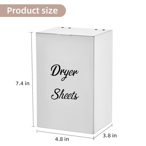 Magnetic Dryer Sheet Holder for Laundry Room Organizition ,Metal Dryer Sheet Container with lid,Dryer Sheet Dispenser,Wall Dryer Sheet Box,Fabric Sheet Holder,Laundry Detergent Sheets Dispenser - color: white with magnetic
