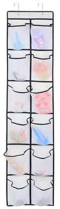 GOMAJI 12 Large Pockets Over Door Hanging Shoe Organizer, White - color: White