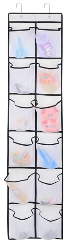 GOMAJI 12 Large Pockets Over Door Hanging Shoe Organizer, White - color: White