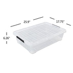 4-Pack 40 Quart Large Plastic Under Bed Storage Bin, Underbed Box With Wheels/Lids, Clear - size: 40 Quart