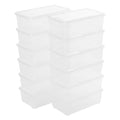 novelinks 12 Pack 6QT Plastic Storage Bins with Lids, Stackable Clear Containers with Latches, Durable Nestable Boxes for Office, Home, Garage, Shoes Organization - size: 6 Qt - 12 Pack