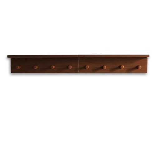 Entrance Coat Rack ，Coat Hooks, Wall-Mounted Wooden Hook Rack, Wall-Mounted Shelves are Very Suitable (Teak Color Finish—A-2) - style: Teak color finish—A-2