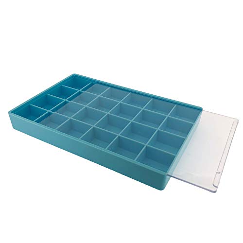 Paylak Storage Box 24 Compartment Organizer Tray Compact Small Items See Thru Slide Lid