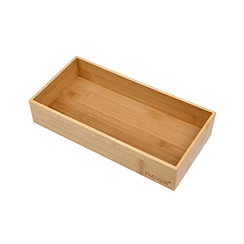 PRATIQUE Bamboo Drawer Organizer - Kitchen Utensil Organizer Silverware Tray Cutlery Holder，Office Desk Supplies and Accessories (12x5.9x2.6 inch) - color: Bamboo, size: 12*5.9*2.6 inch