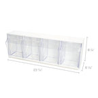 Deflecto Interlocking Tilt Bin, 4 Bin Unit, Clear and White, 23-5/8” x 8-1/8” x 6-5/8” (20403OP) - style: 4 Bins