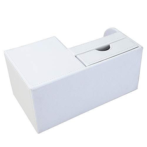 KINGFOM Desk Organizer Office Supplies Caddy Pu Leather Multi-function Storage Box Pen/Pencil,Cell phone, Business Name Cards Remote Control Holder with Small Drawer White - color: White