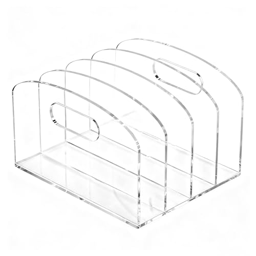 Jumyee Acrylic Desk File Organizer, 4-Section Clear File Folder Organizer for Desk, Vertical File Sorter with Handles, Desktop Organizer for Home, Office, School, Classroom - size: 4 Sections Portable