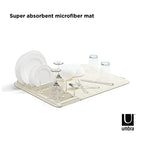 Umbra Udry Dish Rack with Movable Pegs and Microfiber Drying Mat – Space-Saving Design Folds Up for Easy Storage, Basic Rack, Linen - color: Linen, style: Rack with Pegs