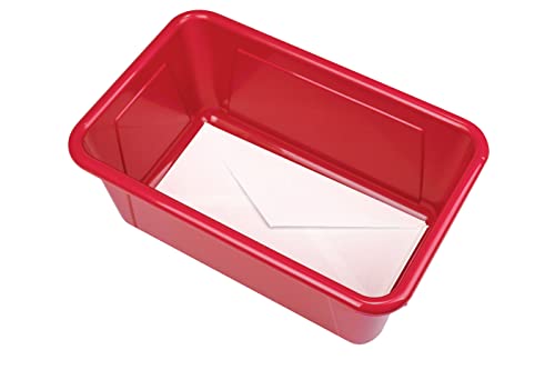 Storex Small Cubby Bins, Pack of 5, 12.2 x 7.8 x 5.1 Inches, Red (62415U05C) - color: Red, style: Bin Only
