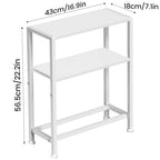 Narrow Side Table for Small Space, 2-Tier Small End Table with Shelf Holder, Slim Nightstand, Skinny Snack Couch Table in Living Room, Bedroom, Study, Kitchen and Balcony (White) - color: White