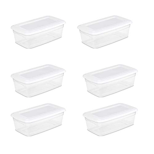 STERILITE 6-Quart Storage Bin Shoe Box - Clear (6)