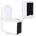 Foldable Wall Mounted Desk with Storage Shelves, Fold Out Convertible Computer Table with Blackboard, Folding Writing Table Workstation for Small Spaces,Home Office (White-a) - color: White-a