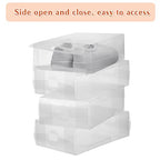 Sawysine 24 Pcs Shoe Box Clear Plastic Stackable Shoe Storage Organizer Foldable Heavy Duty Containers for Closet Apartments Small Spaces Dorm Bedroom (12 x 7.5 x 3.7 Inches) - size: 12 x 7.5 x 3.7 Inches