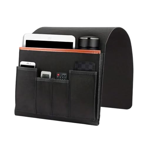 Multifunctional Sofa Organizer - Non Slip Armrest Storage Bag, Convenient Couch Pocket for Remote, Phone, and Accessories, Sturdy Design, Best for Recliner, Home, Use - color: Black