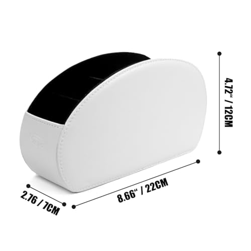 Remote Control Holder Organizer Desk Leather Cases Control Storage TV Remote Control Organizer with 5 Spacious Compartments (White with Metal Bottom) - color: White with Metal Bottom