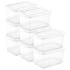 Sterilite 8-Pack Storage Box, Clear Plastic Storage Container Bins with Lids, 20 Quart - Heavy-Duty Organizing Containers for Closet, Bathroom, and Office - size: 20 Quart, style: 8
