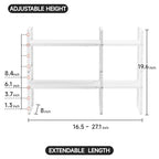 2Pack 16.5-27’’L Expandable Cabinet Shelf Organizers, Stackable Metal Shelves Extender for Kitchen Countertop Storage, Adjustable Spices Shelves Rack Stand for Cupboard Pantry, White - size: 2Pack-Common-8''Wx(16.5-27'')Lx9.6''H-White