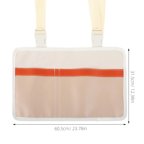 Car Seat Back Organizer Bag with Pu Pockets, Hanging Storage Pouch for Outdoor Camping and Picnic, Sofa Side Pocket in Ivory White, Portable Vehicle Storage Bag