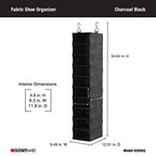 ClosetMaid 20502 10-Shelf Fabric Hanging Closet Organizer for Shoes, Hats, Handbags, Clothes with Charcoal Black Finish - size: 10-Shelf Hanging Shoe Organizer