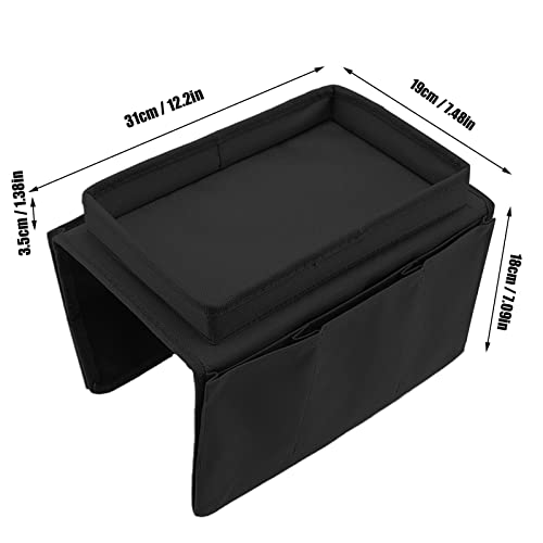 Couch Sofa Armrest Organiser Arm Chair Caddy Bedside Storage Pocket,600D Oxford Cloth Side Pockets Sofa Arm Table Armrest Tray TV Remote Holder Bed Storage Pocket (Black) - color: Black