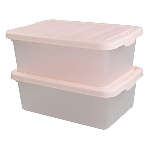 14 Quart Plastic Storage Boxes with Pink Lids, 2 Packs - color: Pink