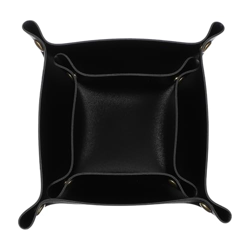 uxcell 2 Pcs Valet Tray for Women and Men, PU Leather Jewelry Tray Entryway Table Bedside Nightstand Catchall Storage Organizer for Jewelry Key Coin Watch Wallet(Square, Black) - color: Black