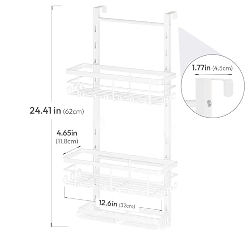 SWTYMIKI Over The Door Shower Caddy - 3 Tier Rustproof Hanging Shower Organizer with Adjustable Shelves, 28 Hooks & Soap Holder, Hanging Shower Rack Storage for Bathroom Accessories, White - color: White-3 Tier