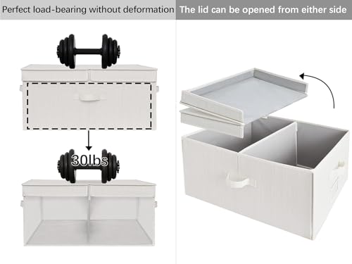 StorageWorks Extra Large Storage Bins with Lids, 55L Decorative Storage Bins with Double-Open Lid and Divider Board, Fabric Bins with Handles, Mixing of Beige, White & Ivory, 2-Pack - color: Mixing of Beige, White & Ivory, size: Jumbo